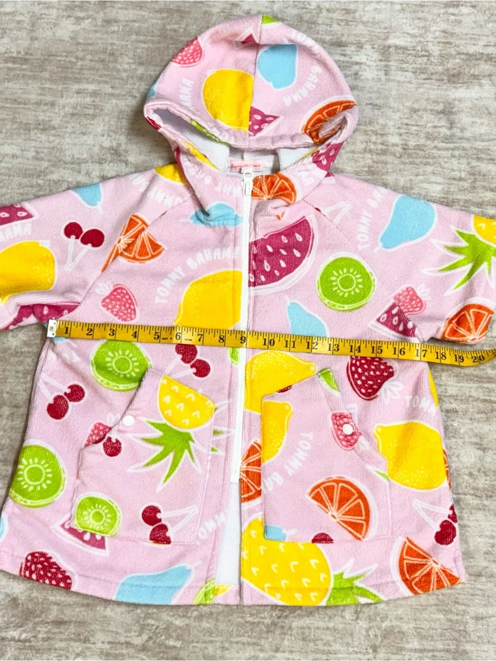 Tommy Bahama Kids Girls Small 3-6 Terry Cloth Swimsuit Cover up Towel Fruit Trop